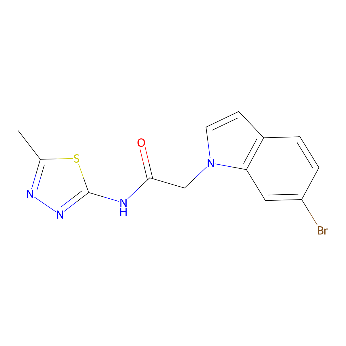 2-(6-bromo-1H-indol-1-yl)-N-(5-methyl-1,3,4-thiadiazol-2-yl)acetamide molecular structure, CAS 1219540-73-4