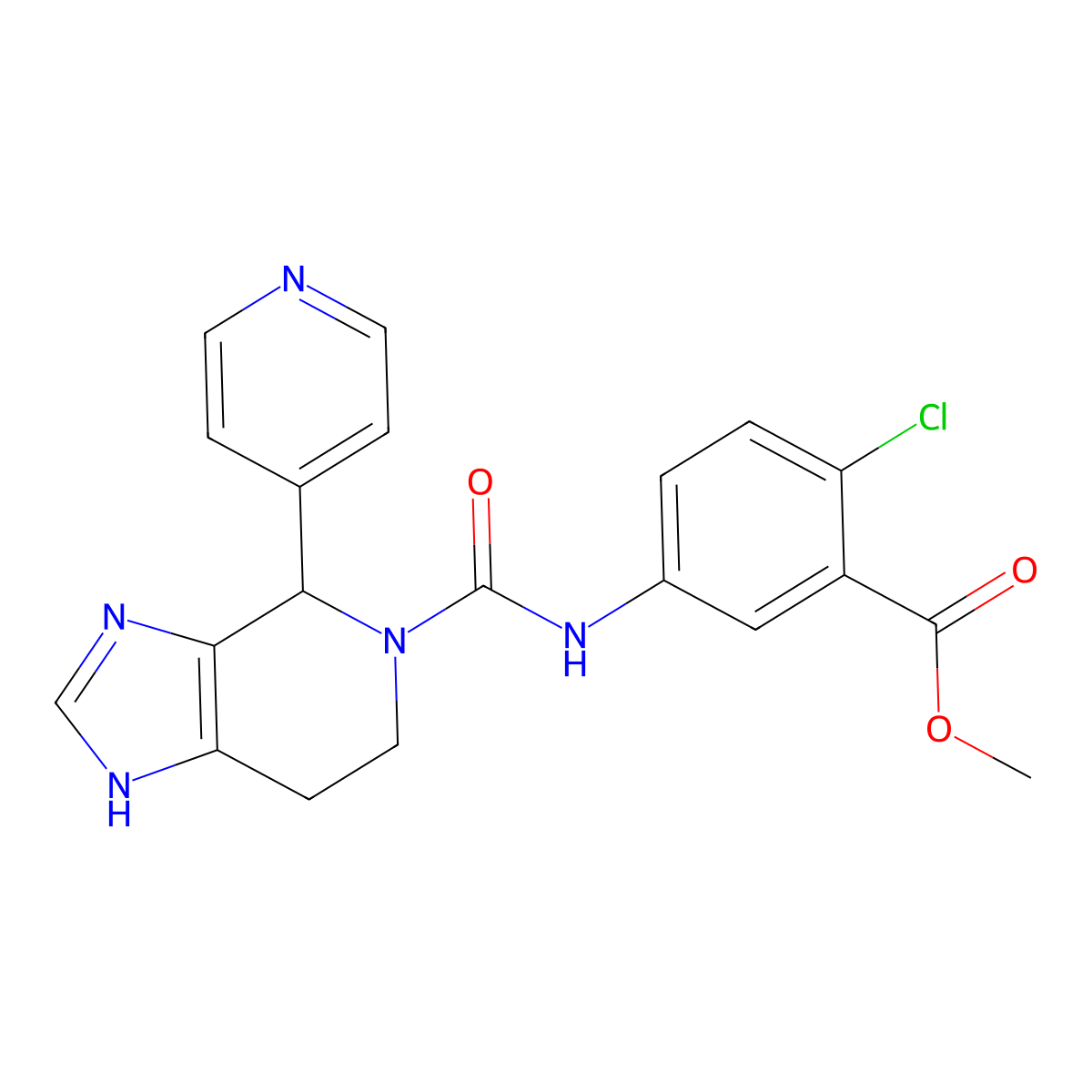 methyl 2-chloro-5-({[4-(pyridin-4-yl)-1,4,6,7-tetrahydro-5H-imidazo[4,5-c]pyridin-5-yl]carbonyl}amino)benzoate molecular structure, CAS 1219540-95-0