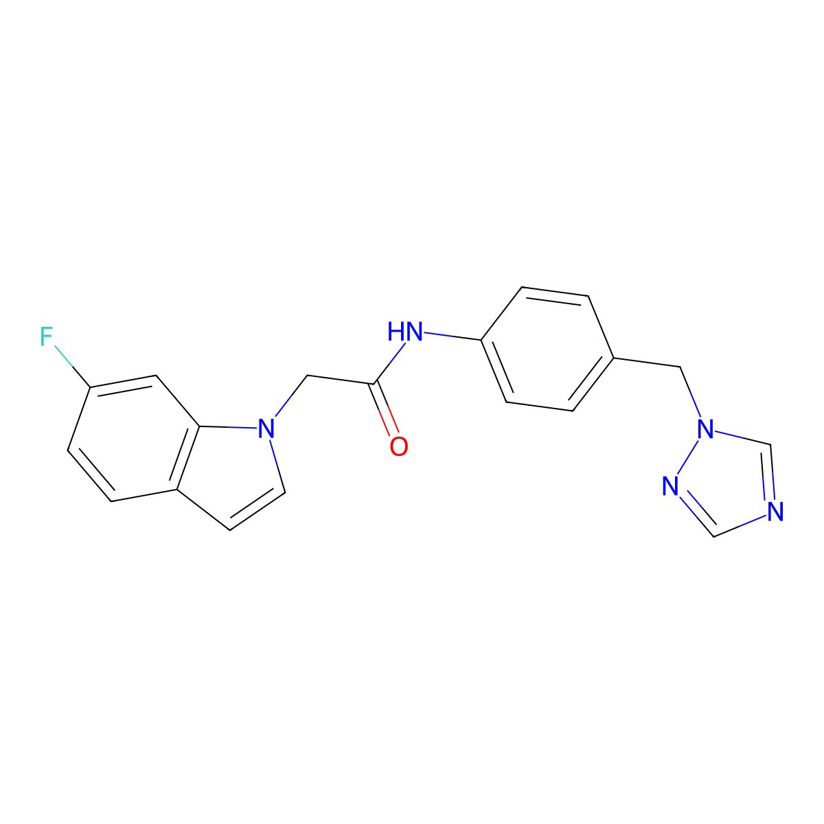 2-(6-fluoro-1H-indol-1-yl)-N-[4-(1H-1,2,4-triazol-1-ylmethyl)phenyl]acetamide molecular structure, CAS 1219541-04-4