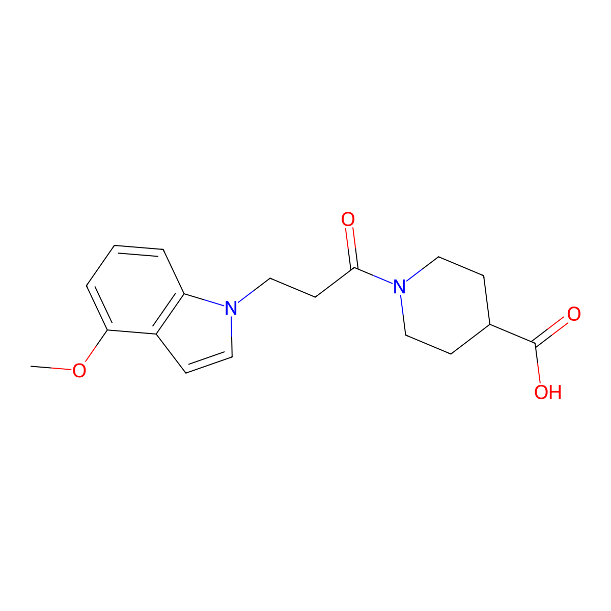 1-[3-(4-methoxy-1H-indol-1-yl)propanoyl]piperidine-4-carboxylic acid molecular structure, CAS 1219541-13-5