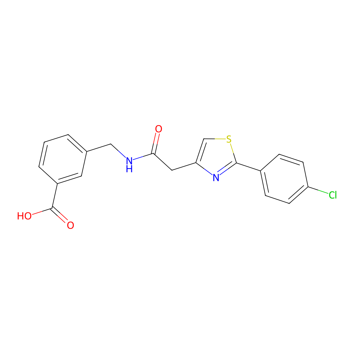 3-[({[2-(4-Chlorophenyl)-1,3-thiazol-4-yl]acetyl}amino)methyl]benzoic acid molecular structure, CAS 1219541-18-0