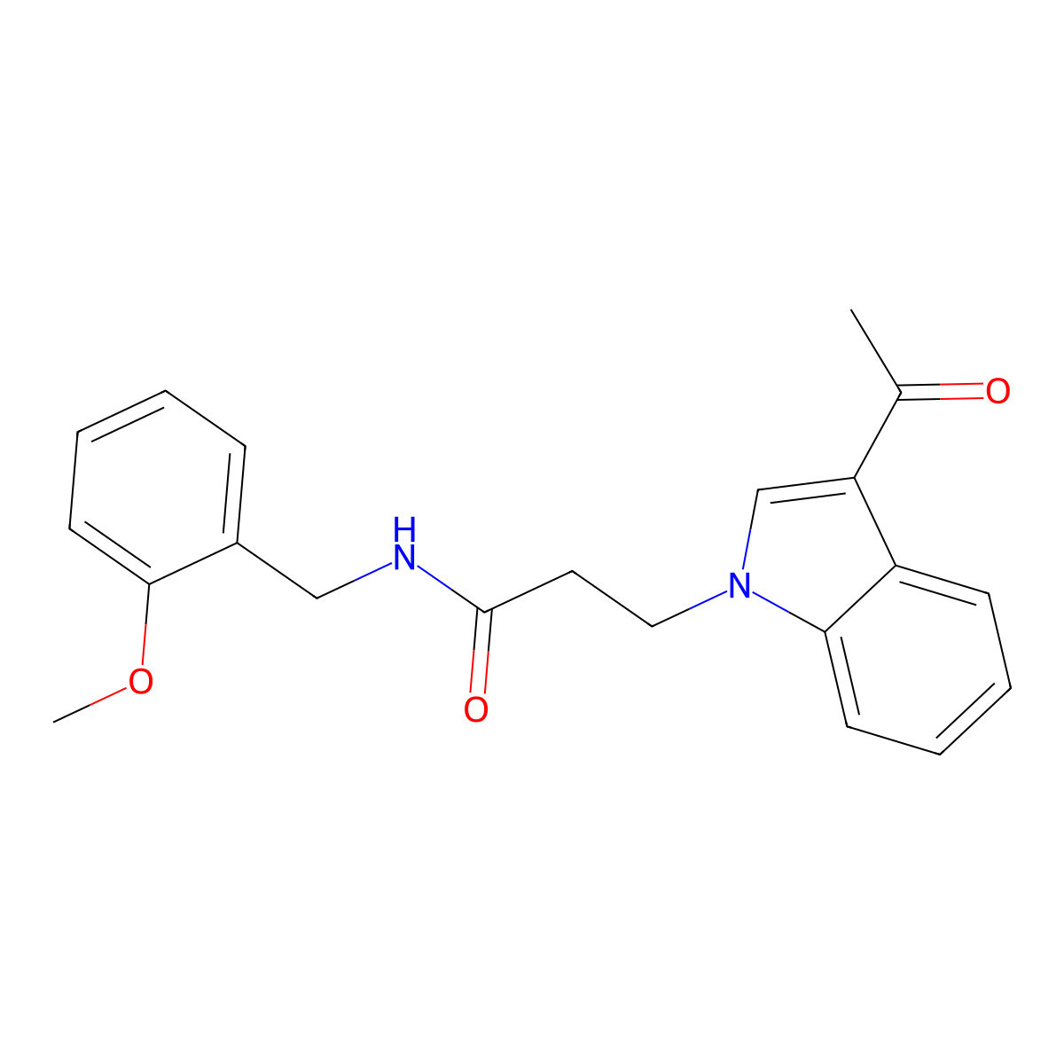 3-(3-acetyl-1H-indol-1-yl)-N-(2-methoxybenzyl)propanamide molecular structure, CAS 1219541-24-8