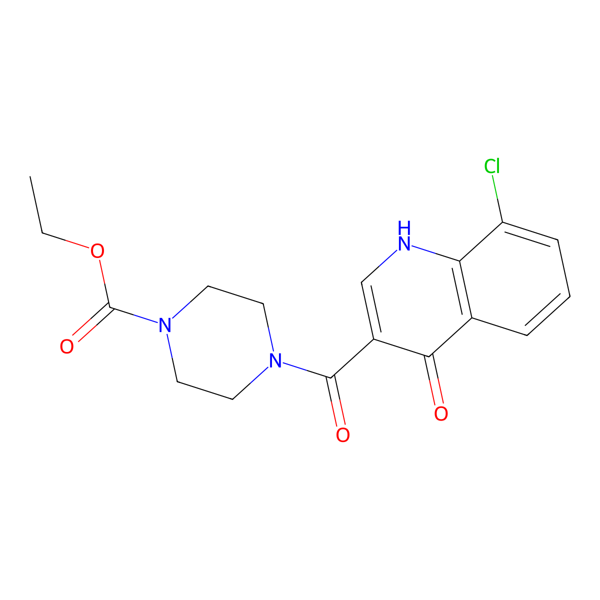 Ethyl 4-[(8-chloro-4-hydroxyquinolin-3-yl)carbonyl]piperazine-1-carboxylate molecular structure, CAS 1219541-39-5