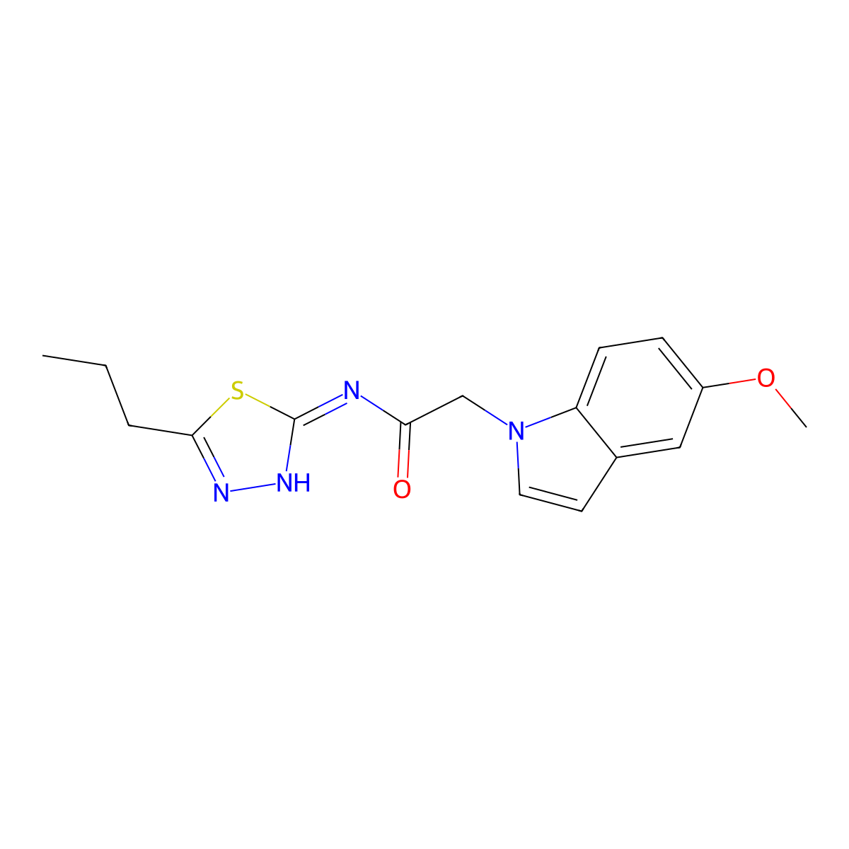 2-(5-methoxy-1H-indol-1-yl)-N-(5-propyl-1,3,4-thiadiazol-2-yl)acetamide molecular structure, CAS 1219541-44-2