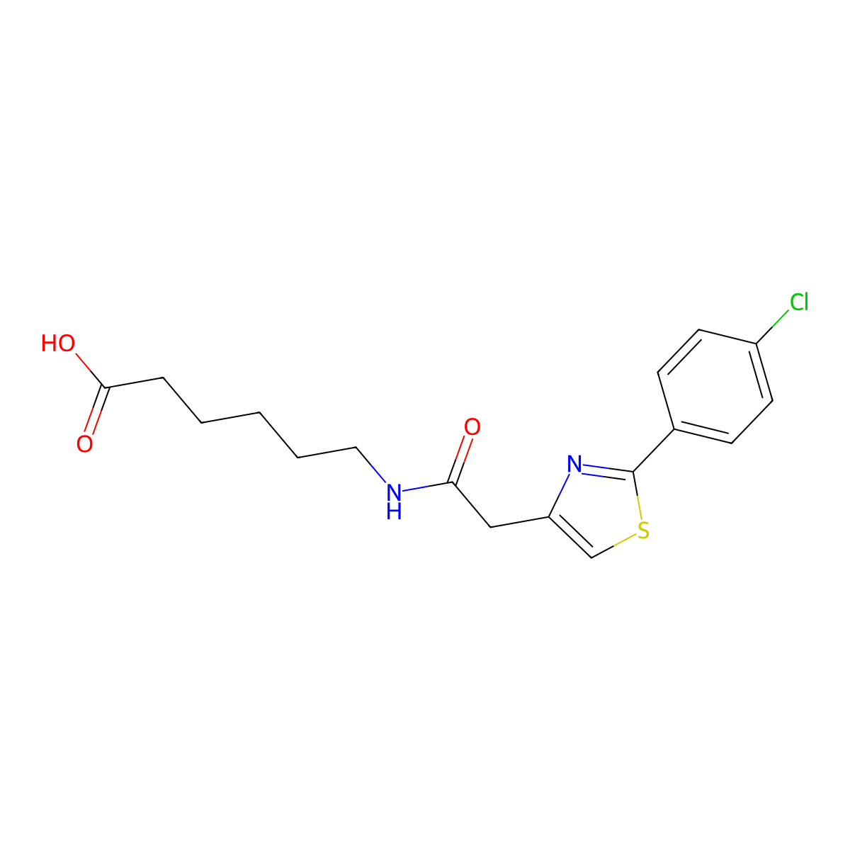 6-({[2-(4-Chlorophenyl)-1,3-thiazol-4-yl]acetyl}amino)hexanoic acid molecular structure, CAS 1219541-45-3