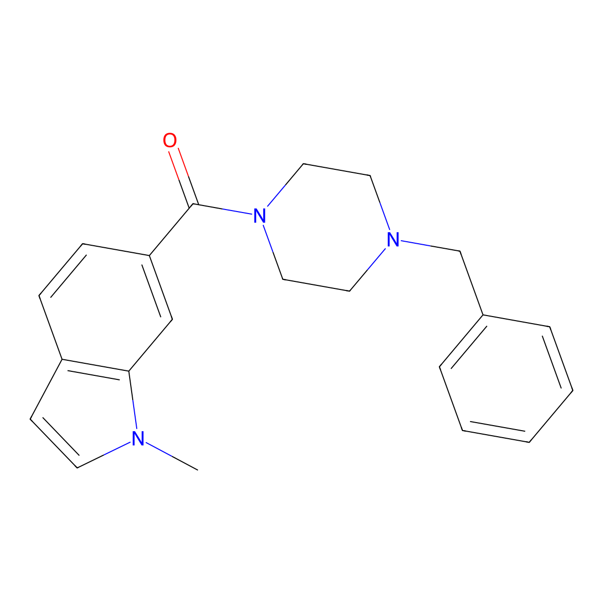 (4-benzylpiperazin-1-yl)(1-methyl-1H-indol-6-yl)methanone molecular structure, CAS 1219541-49-7