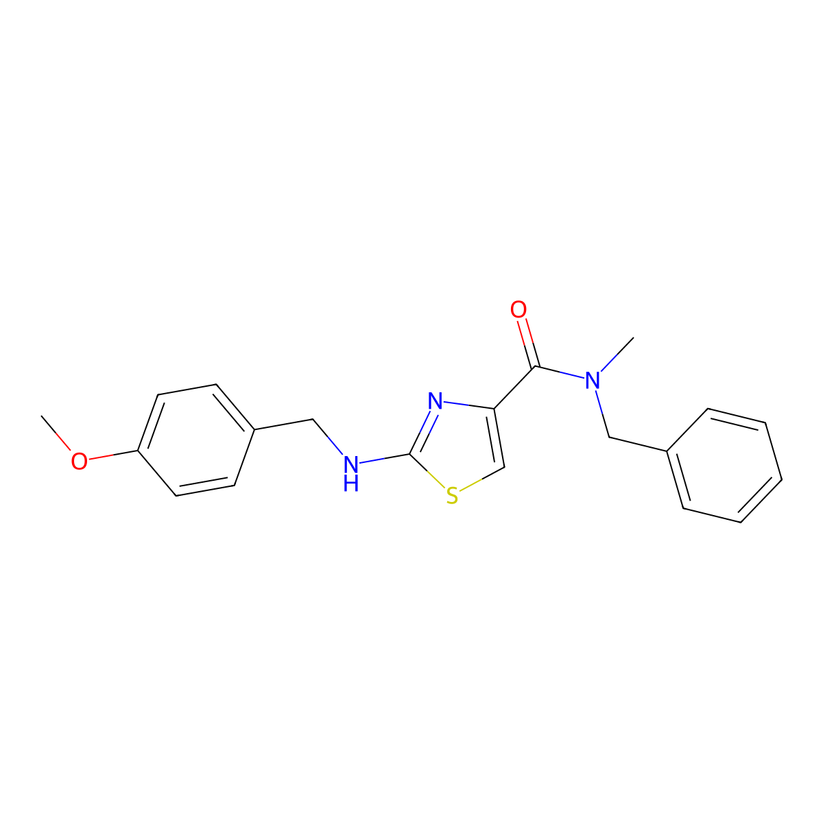 N-benzyl-2-[(4-methoxybenzyl)amino]-N-methyl-1,3-thiazole-4-carboxamide molecular structure, CAS 1219541-52-2