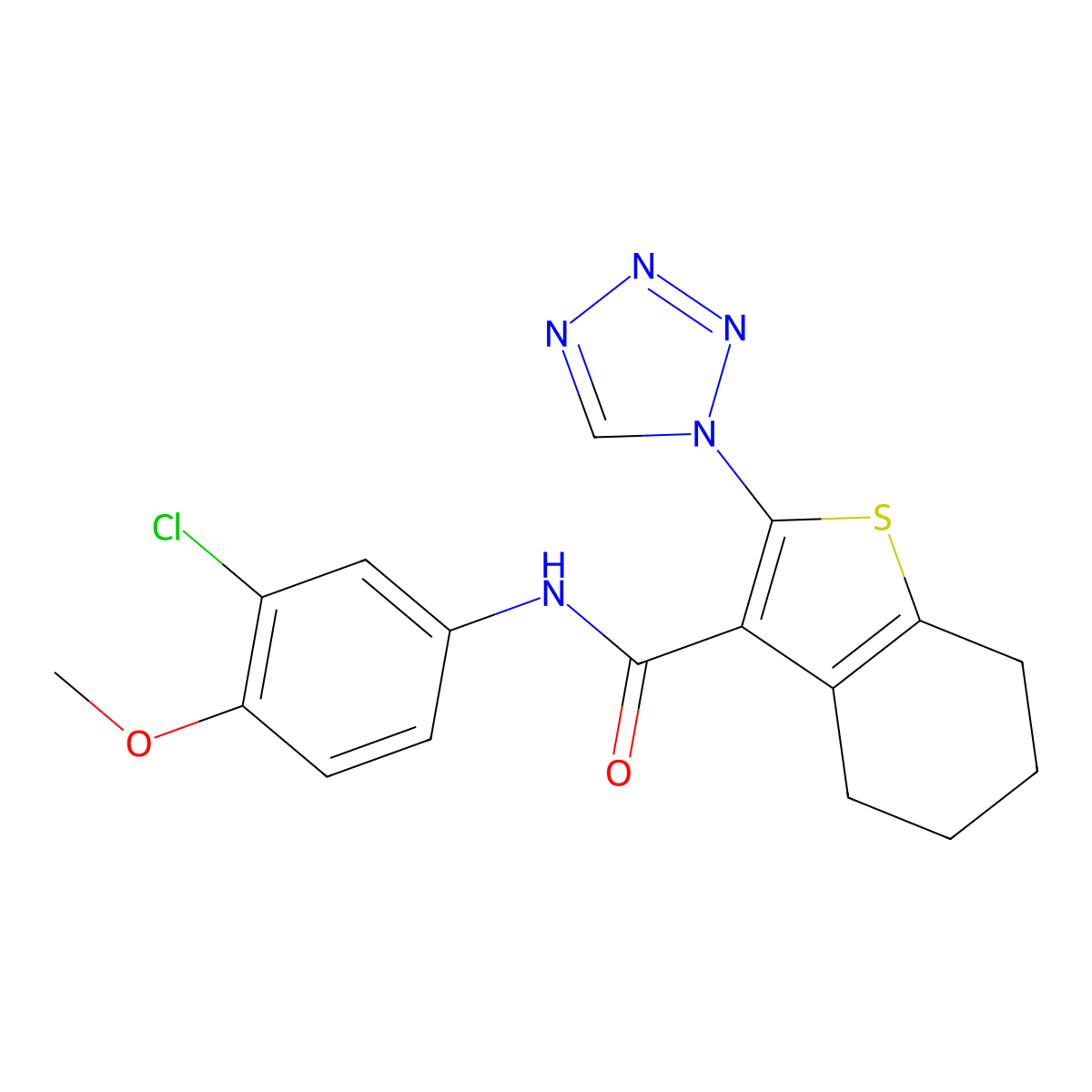 N-(3-chloro-4-methoxyphenyl)-2-(1H-tetrazol-1-yl)-4,5,6,7-tetrahydro-1-benzothiophene-3-carboxamide molecular structure, CAS 1219541-66-8