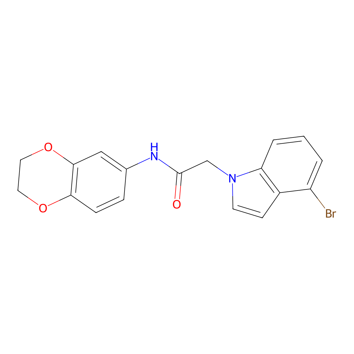 2-(4-bromo-1H-indol-1-yl)-N-(2,3-dihydro-1,4-benzodioxin-6-yl)acetamide molecular structure, CAS 1219541-69-1