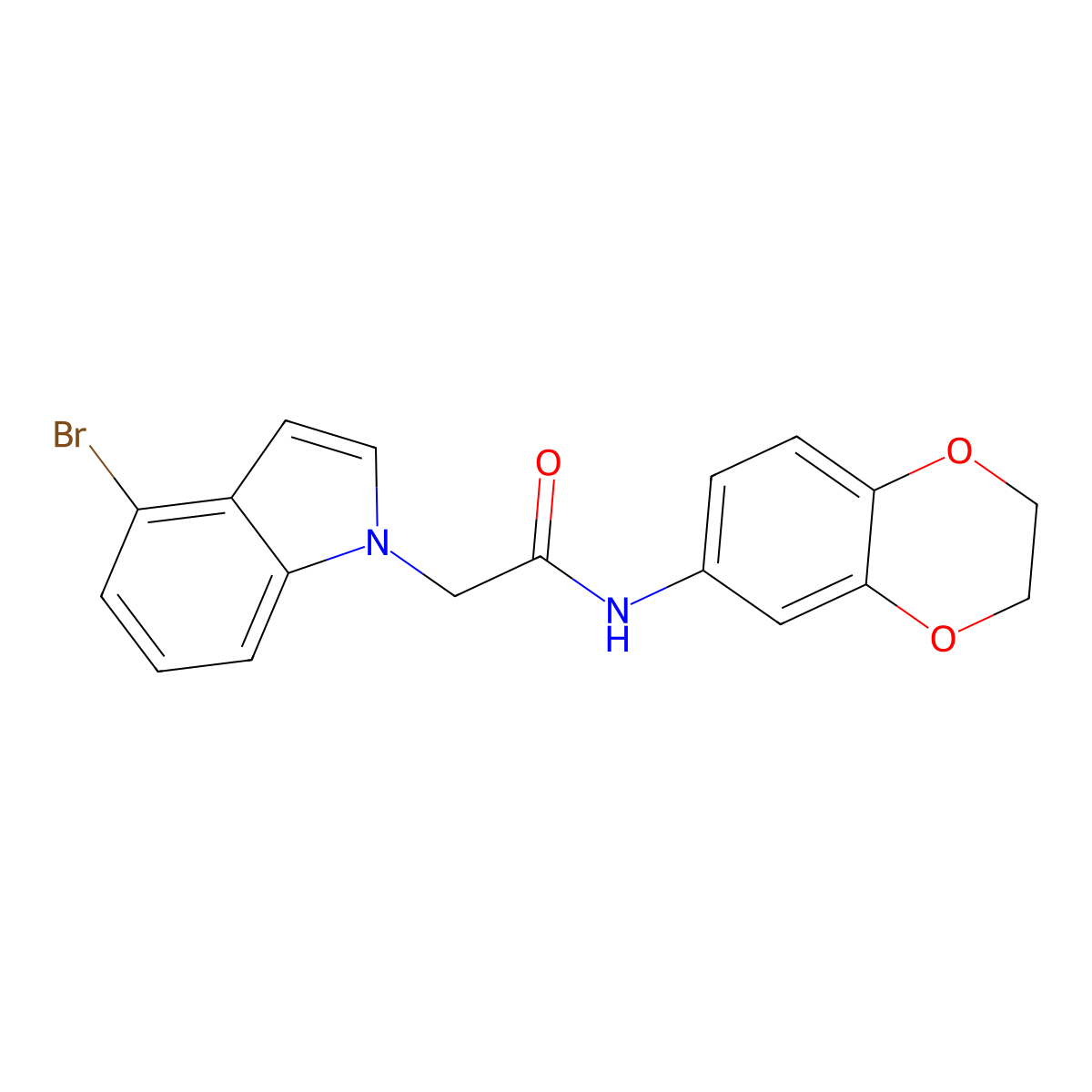2-(4-bromo-1H-indol-1-yl)-N-(2,3-dihydro-1,4-benzodioxin-6-yl)acetamide molecular structure, CAS 1219541-69-1