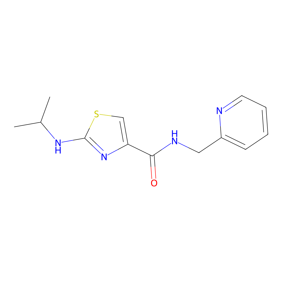 2-(isopropylamino)-N-(2-pyridylmethyl)-1,3-thiazole-4-carboxamide molecular structure, CAS 1219541-75-9