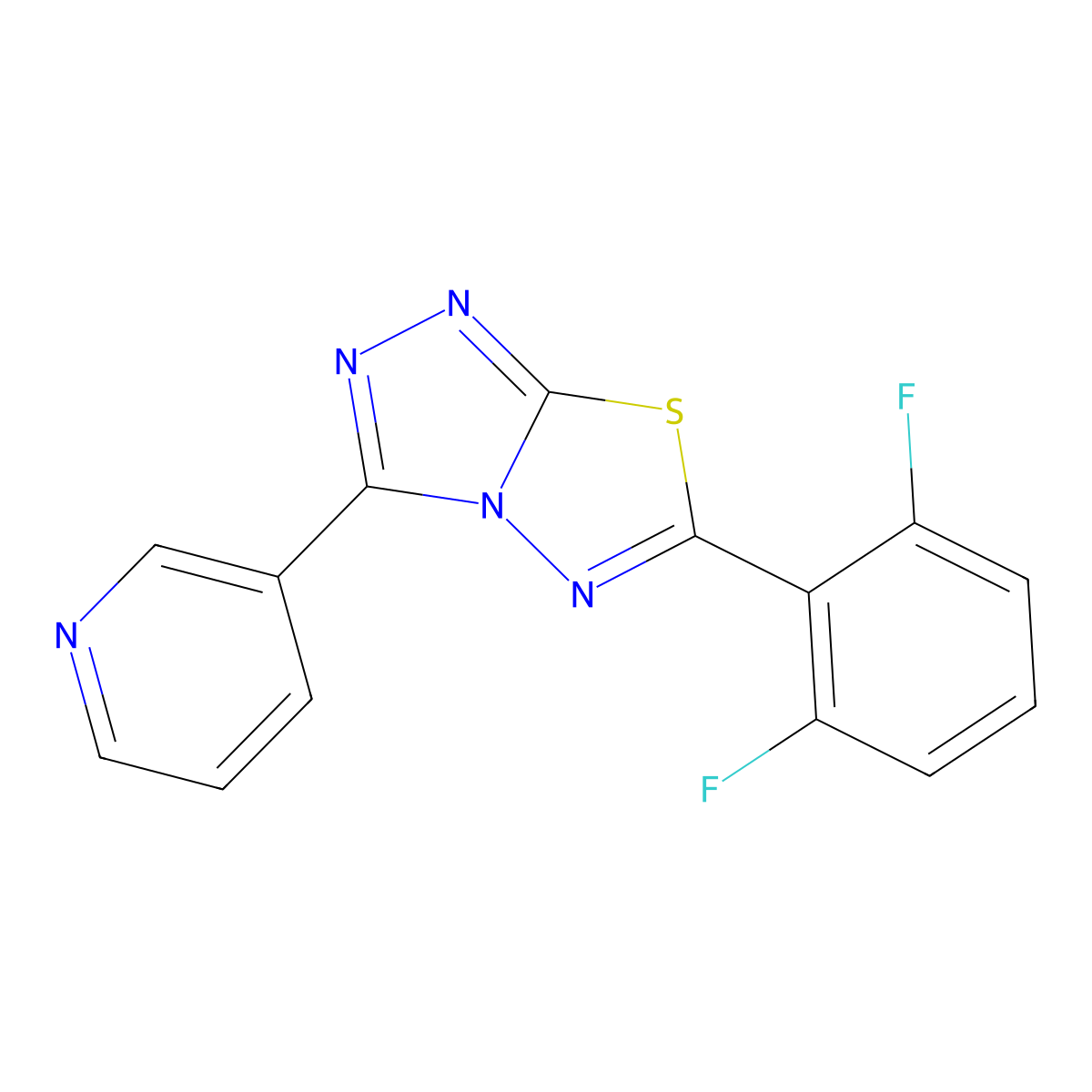 3-[6-(2,6-Difluorophenyl)-[1,2,4]triazolo[3,4-b][1,3,4]thiadiazol-3-yl]pyridine molecular structure, CAS 1219541-92-0