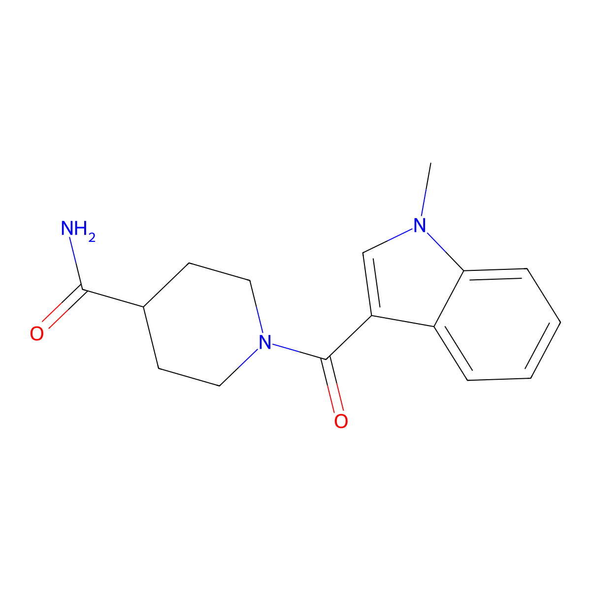1-(1-methyl-1H-indole-3-carbonyl)piperidine-4-carboxamide molecular structure, CAS 1219542-07-0