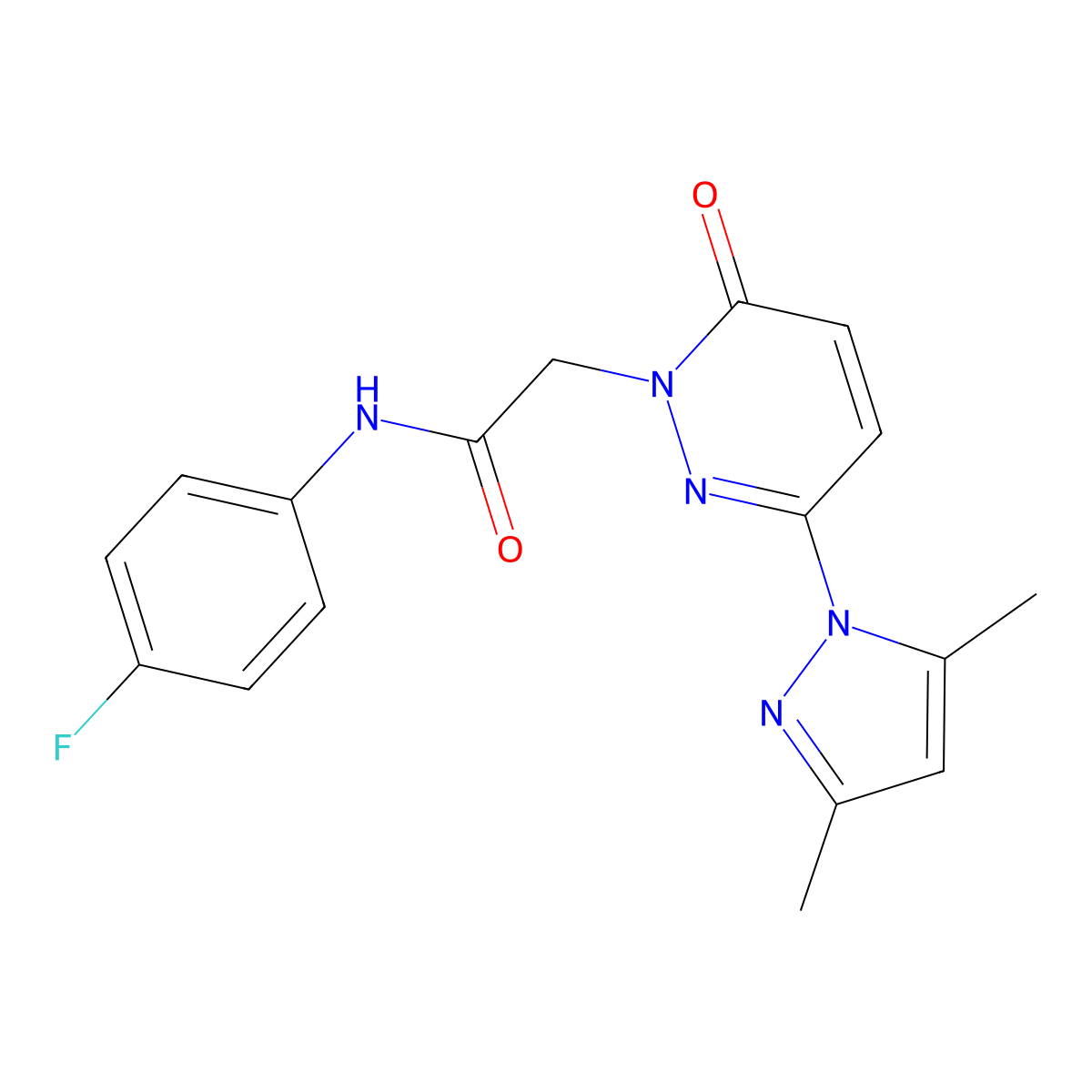2-(3-(3,5-dimethyl-1H-pyrazol-1-yl)-6-oxopyridazin-1(6H)-yl)-N-(4-fluorophenyl)acetamide molecular structure, CAS 1219542-11-6