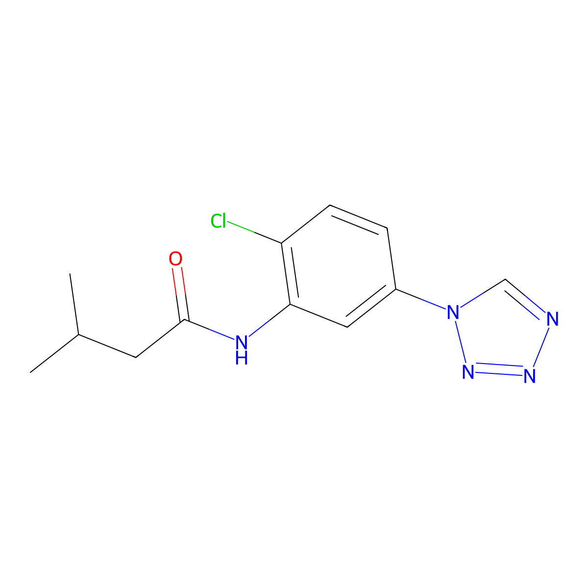N-[2-chloro-5-(1H-tetrazol-1-yl)phenyl]-3-methylbutanamide molecular structure, CAS 1219542-21-8