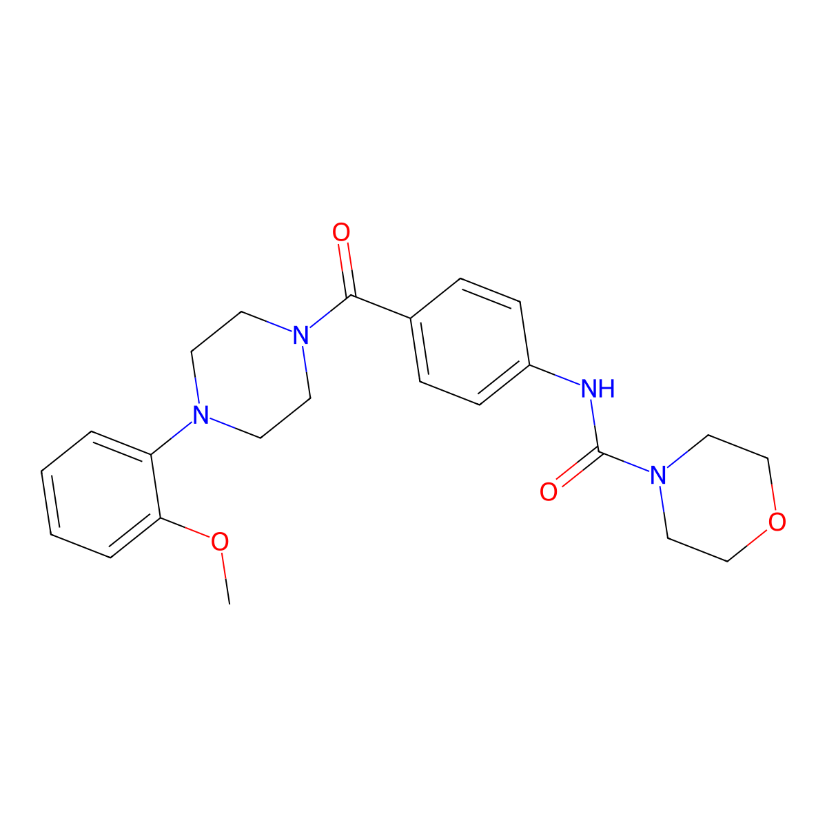 N-(4-{[4-(2-methoxyphenyl)piperazin-1-yl]carbonyl}phenyl)morpholine-4-carboxamide molecular structure, CAS 1219542-25-2