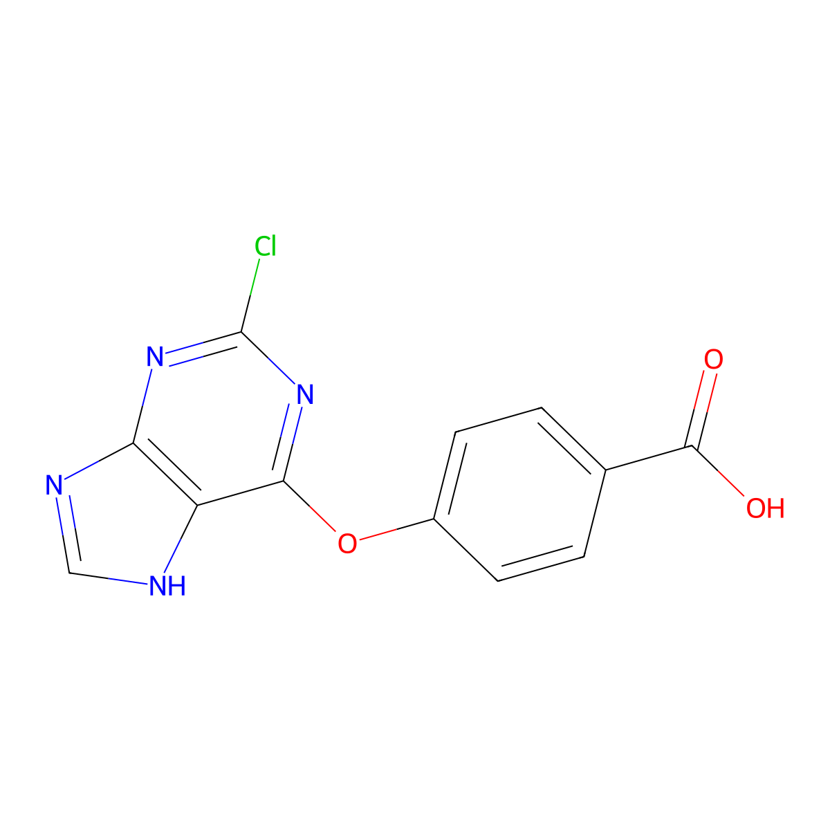 4-((2-Chloro-7H-purin-6-yl)oxy)benzoic acid molecular structure, CAS 1219542-52-5