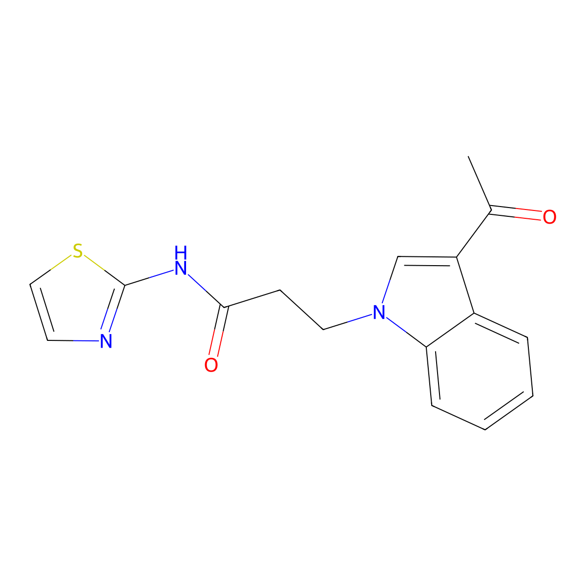 3-(3-acetyl-1H-indol-1-yl)-N-(1,3-thiazol-2-yl)propanamide molecular structure, CAS 1219542-56-9