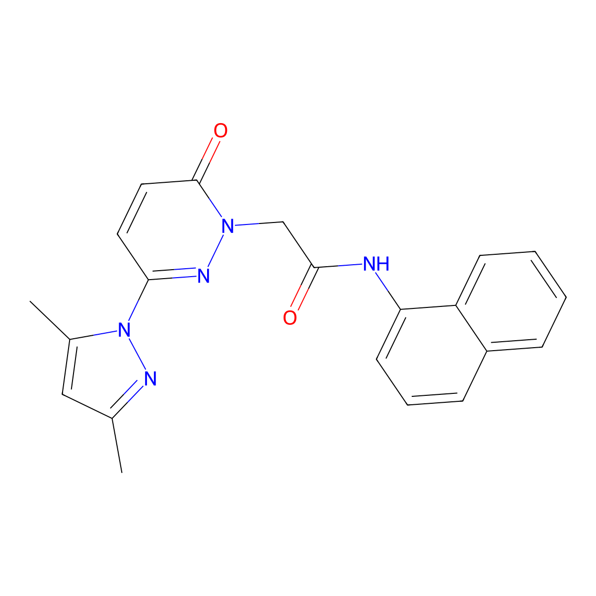 2-(3-(3,5-dimethyl-1H-pyrazol-1-yl)-6-oxopyridazin-1(6H)-yl)-N-(naphthalen-1-yl)acetamide molecular structure, CAS 1219542-60-5