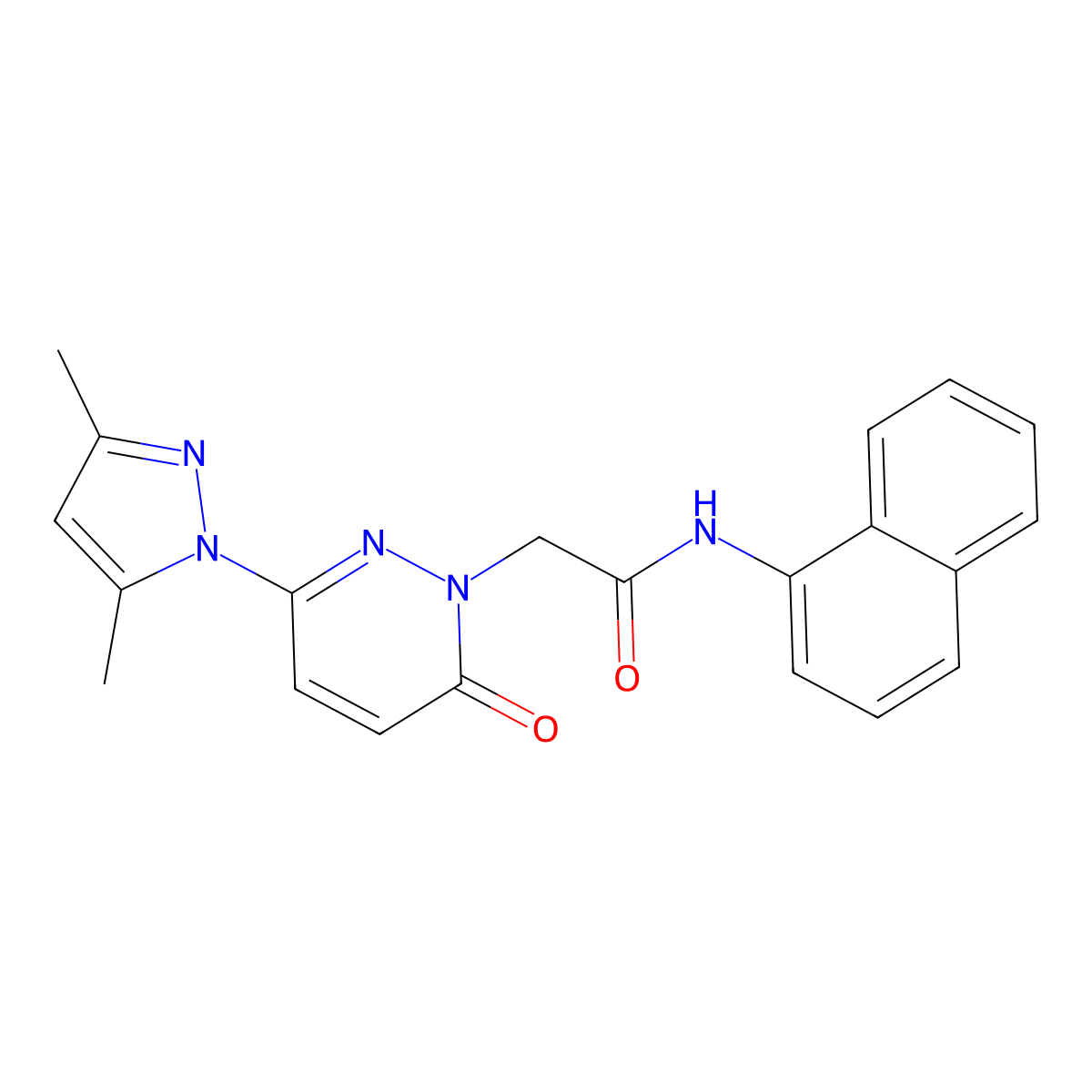 2-(3-(3,5-dimethyl-1H-pyrazol-1-yl)-6-oxopyridazin-1(6H)-yl)-N-(naphthalen-1-yl)acetamide molecular structure, CAS 1219542-60-5