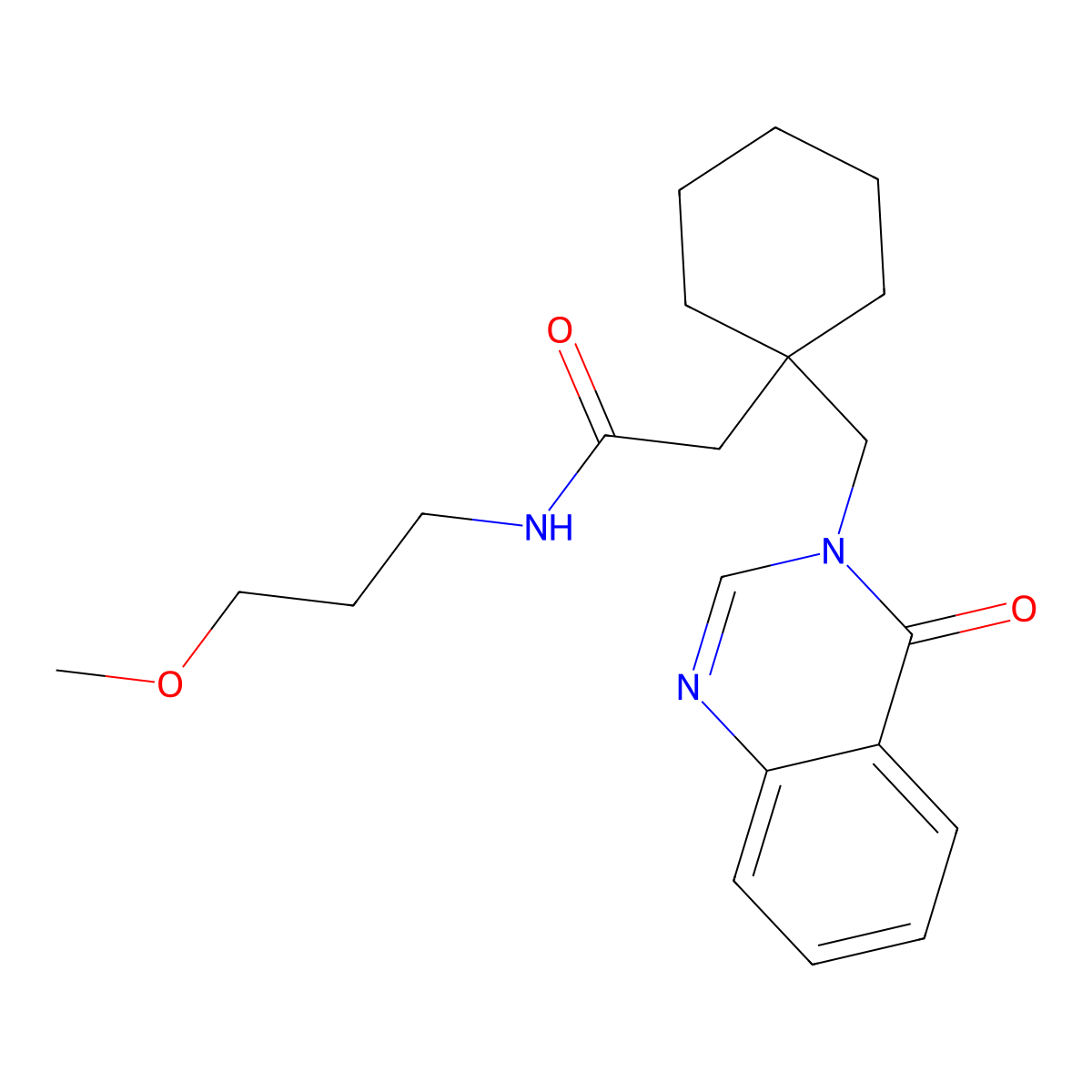 N-(3-methoxypropyl)-2-(1-{[4-oxo-3(4H)-quinazolinyl]methyl}cyclohexyl)acetamide molecular structure, CAS 1219542-66-1