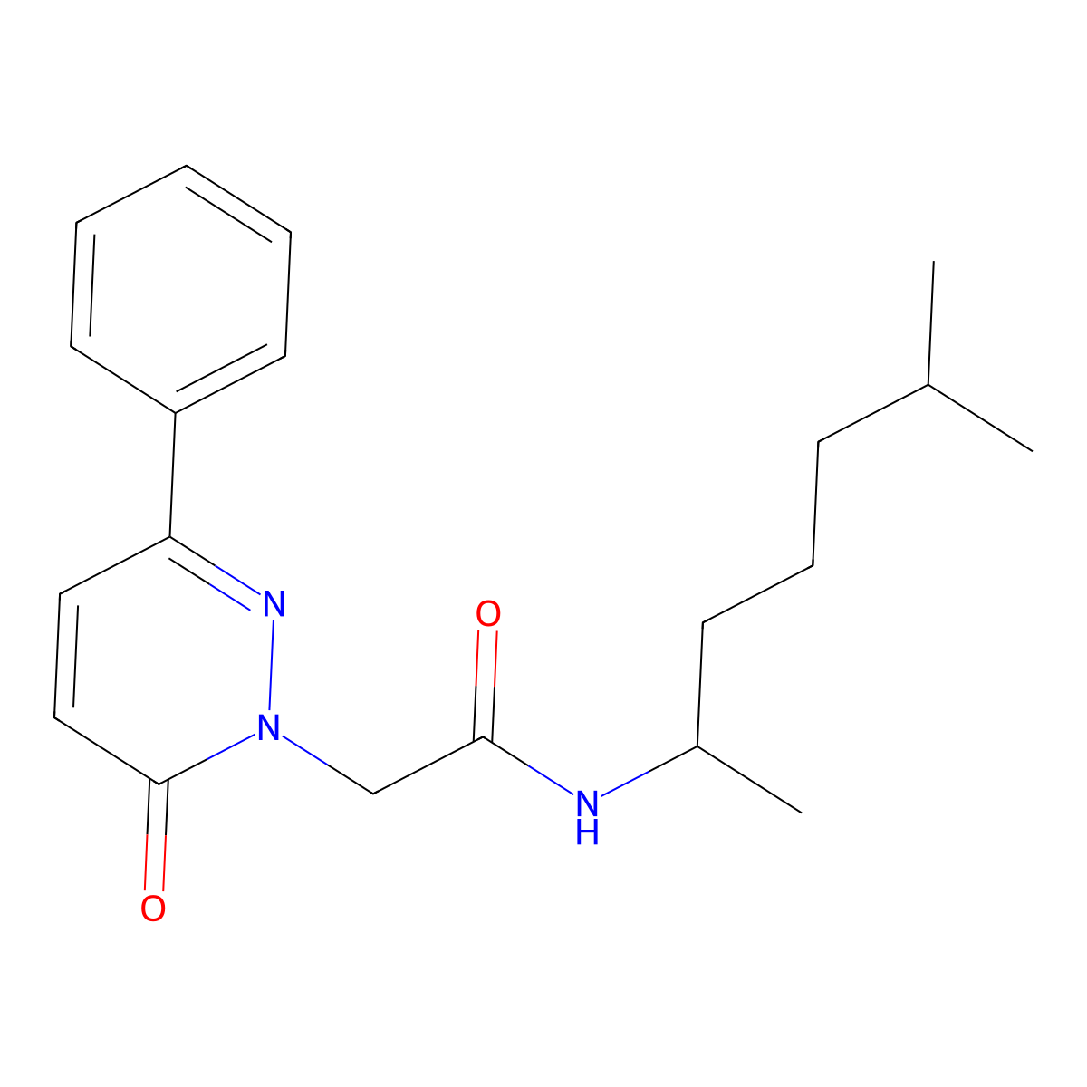 N-(6-methylheptan-2-yl)-2-(6-oxo-3-phenylpyridazin-1(6H)-yl)acetamide molecular structure, CAS 1219542-83-2