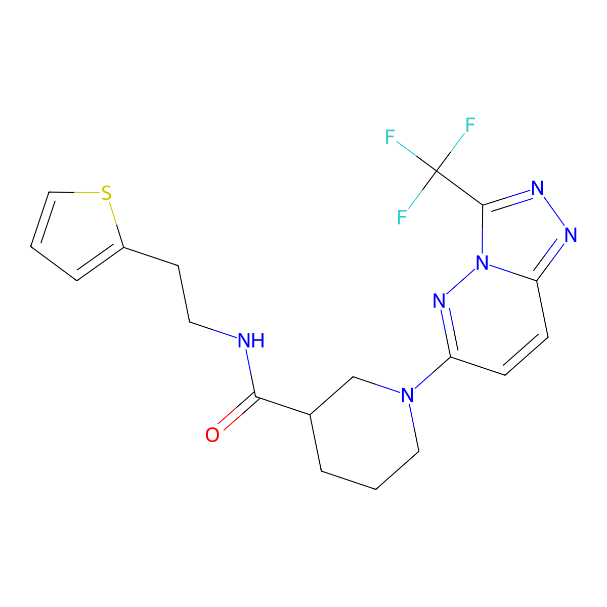 N-[2-(thiophen-2-yl)ethyl]-1-[3-(trifluoromethyl)[1,2,4]triazolo[4,3-b]pyridazin-6-yl]piperidine-3-carboxamide molecular structure, CAS 1219542-89-8