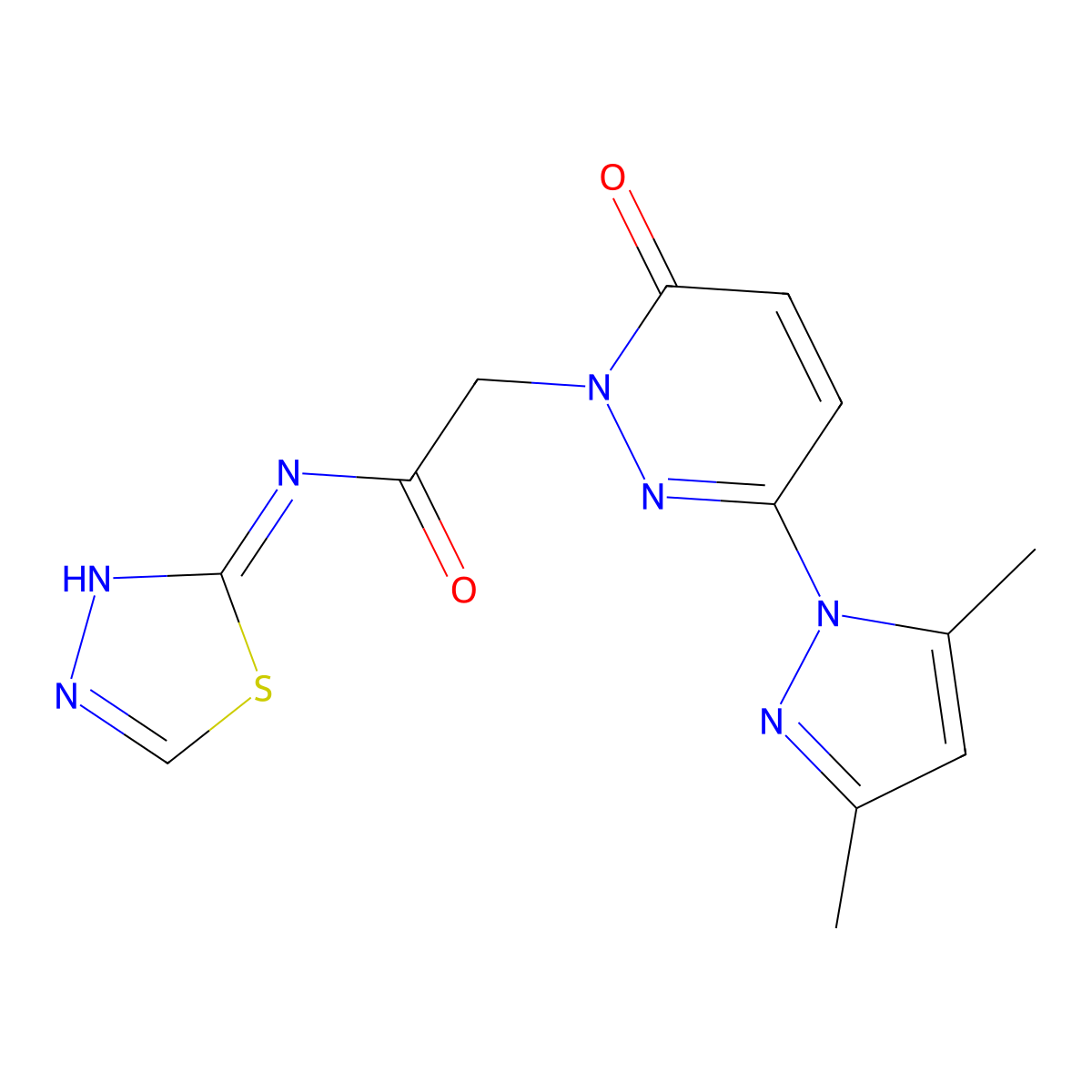 2-[3-(3,5-dimethyl-1H-pyrazol-1-yl)-6-oxopyridazin-1(6H)-yl]-N-[(2Z)-1,3,4-thiadiazol-2(3H)-ylidene]acetamide molecular structure, CAS 1219543-09-5