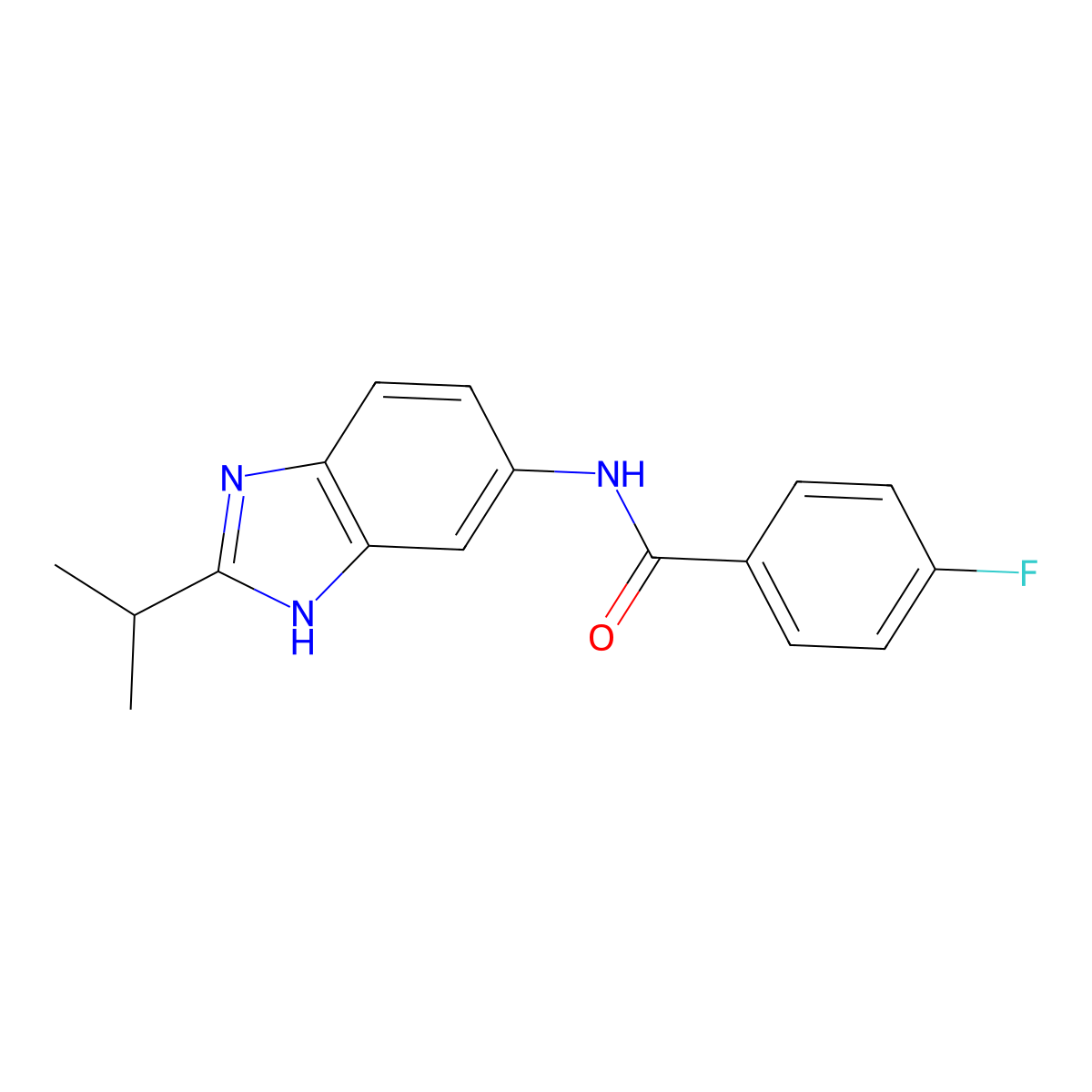 4-fluoro-N-[2-(propan-2-yl)-1H-benzimidazol-5-yl]benzamide molecular structure, CAS 1219543-10-8