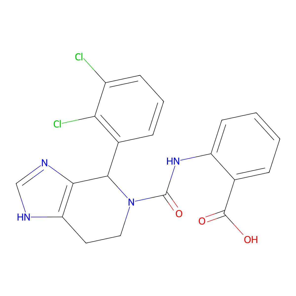2-({[4-(2,3-dichlorophenyl)-1,4,6,7-tetrahydro-5H-imidazo[4,5-c]pyridin-5-yl]carbonyl}amino)benzoic acid molecular structure, CAS 1219543-12-0