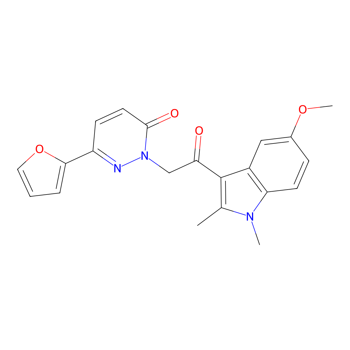 6-(furan-2-yl)-2-[2-(5-methoxy-1,2-dimethyl-1H-indol-3-yl)-2-oxoethyl]pyridazin-3(2H)-one molecular structure, CAS 1219543-14-2