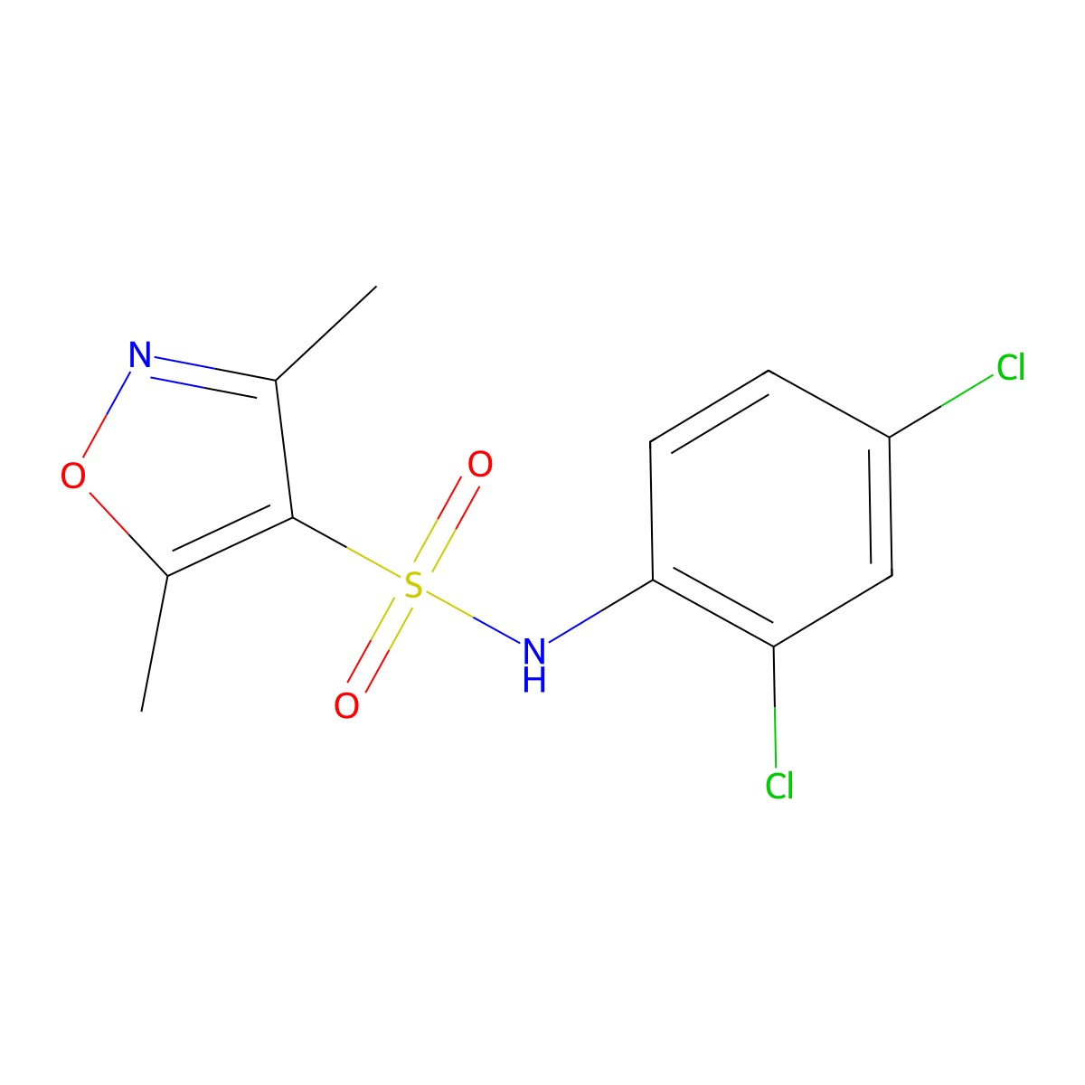 N-(2,4-dichlorophenyl)-3,5-dimethyl-1,2-oxazole-4-sulfonamide molecular structure, CAS 1219543-23-3