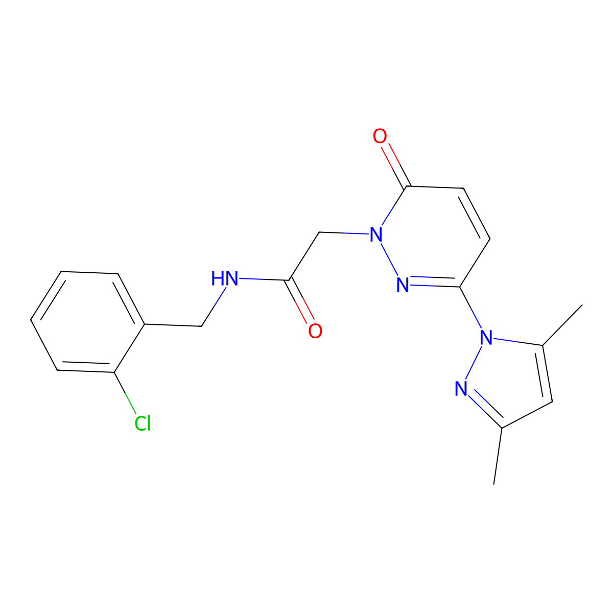 N-(2-chlorobenzyl)-2-(3-(3,5-dimethyl-1H-pyrazol-1-yl)-6-oxopyridazin-1(6H)-yl)acetamide molecular structure, CAS 1219543-26-6