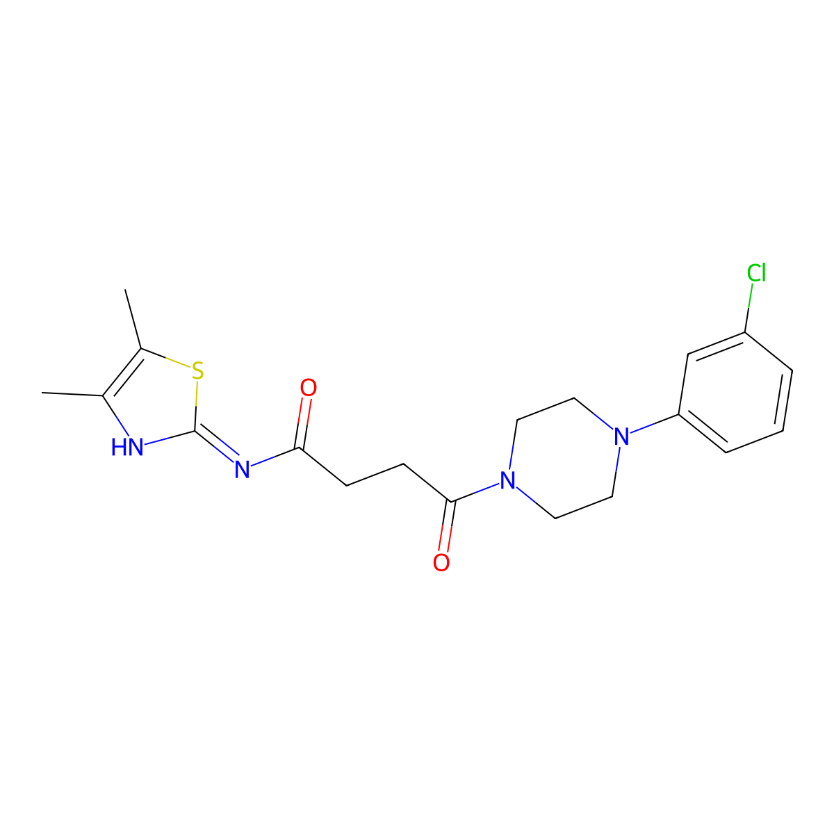 4-[4-(3-chlorophenyl)piperazino]-N-(4,5-dimethyl-1,3-thiazol-2-yl)-4-oxobutanamide molecular structure, CAS 1219543-33-5