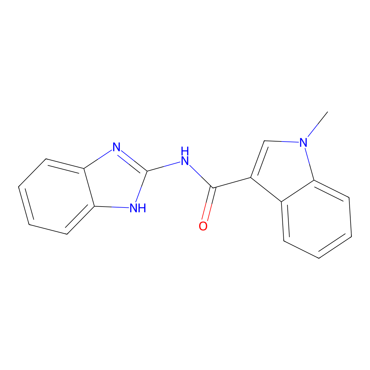 N-(1,3-dihydro-2H-benzimidazol-2-ylidene)-1-methyl-1H-indole-3-carboxamide molecular structure, CAS 1219543-39-1