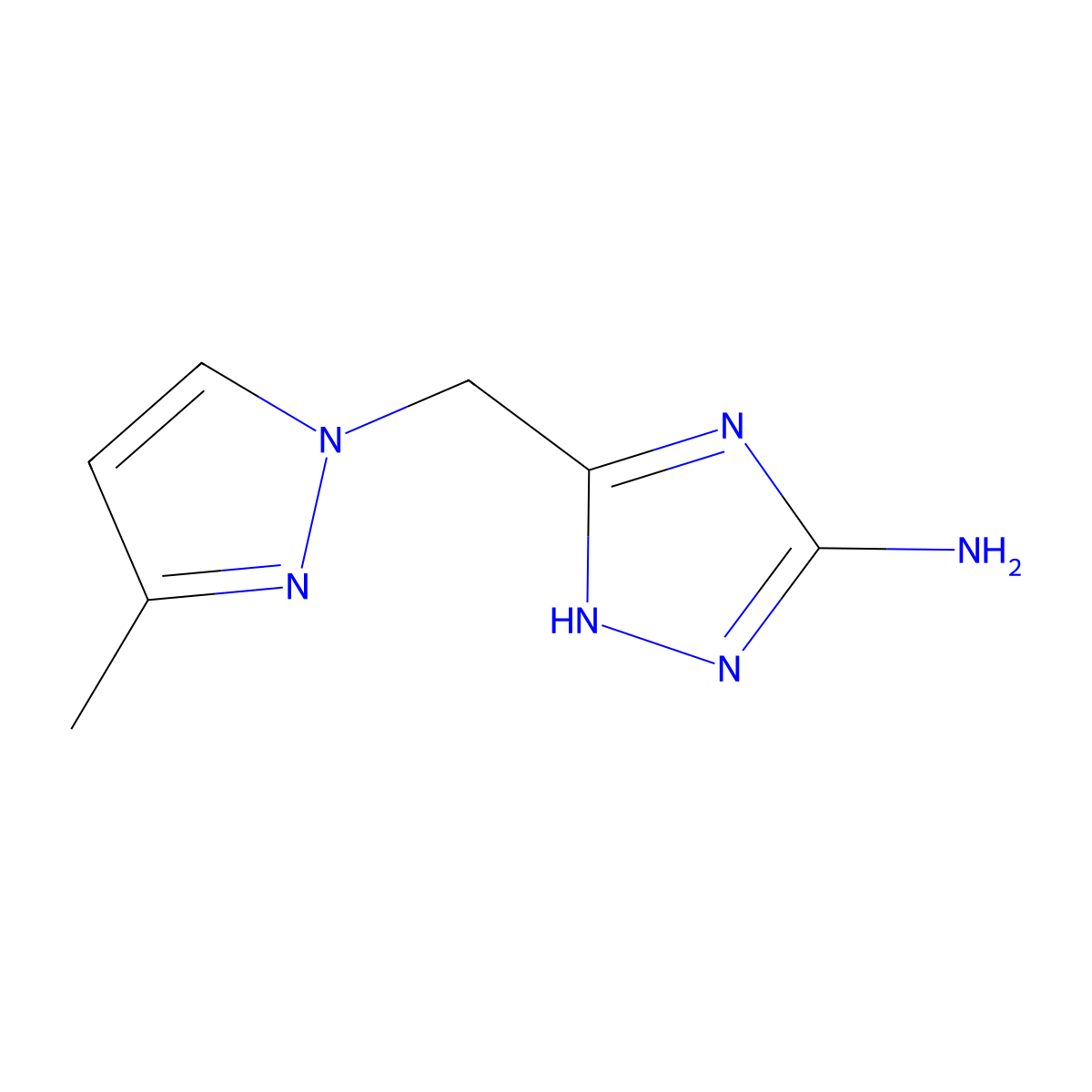 5-((3-methyl-1H-pyrazol-1-yl)methyl)-1H-1,2,4-triazol-3-amine molecular structure, CAS 1219543-47-1