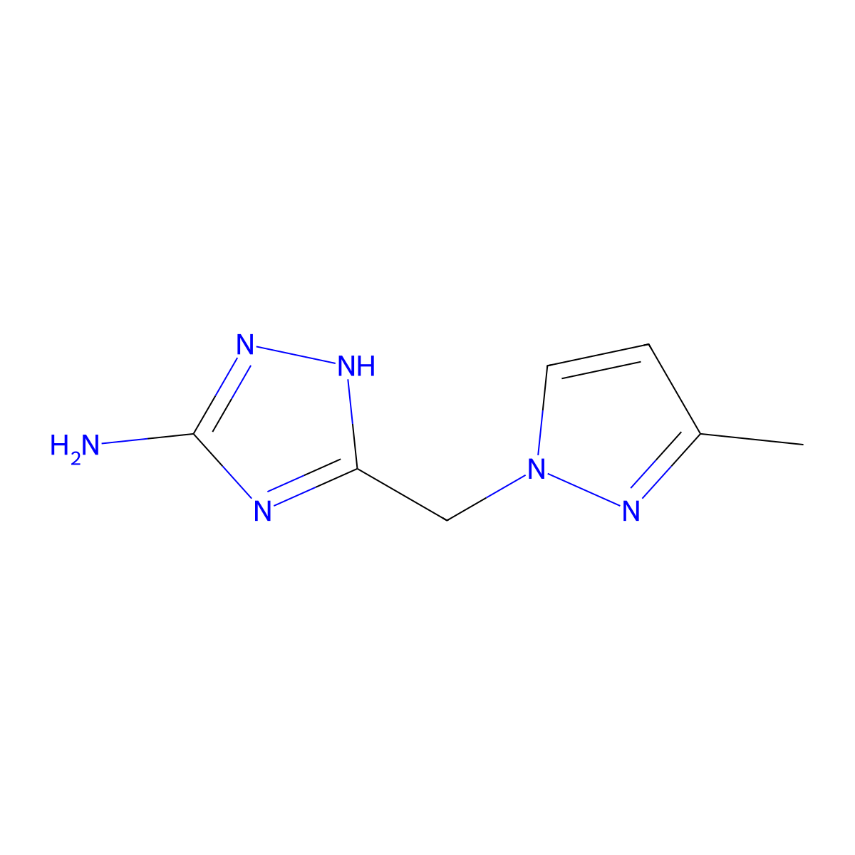 5-((3-methyl-1H-pyrazol-1-yl)methyl)-1H-1,2,4-triazol-3-amine molecular structure, CAS 1219543-47-1