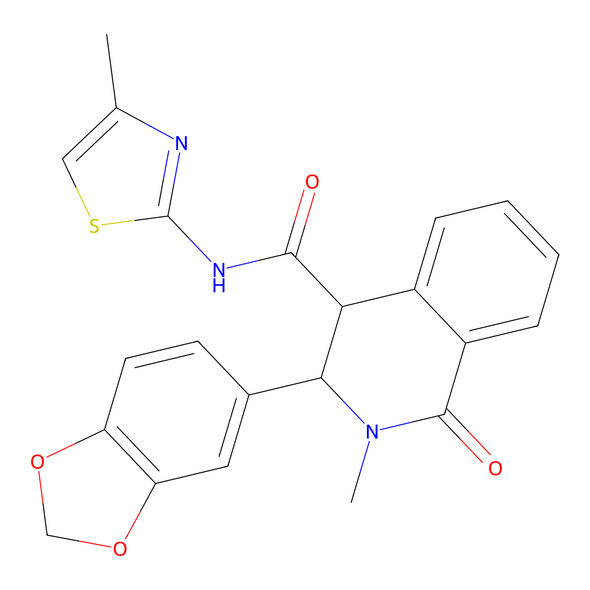 3-(1,3-benzodioxol-5-yl)-2-methyl-N-[(2Z)-4-methyl-1,3-thiazol-2(3H)-ylidene]-1-oxo-1,2,3,4-tetrahydroisoquinoline-4-carboxamide molecular structure, CAS 1219543-53-9