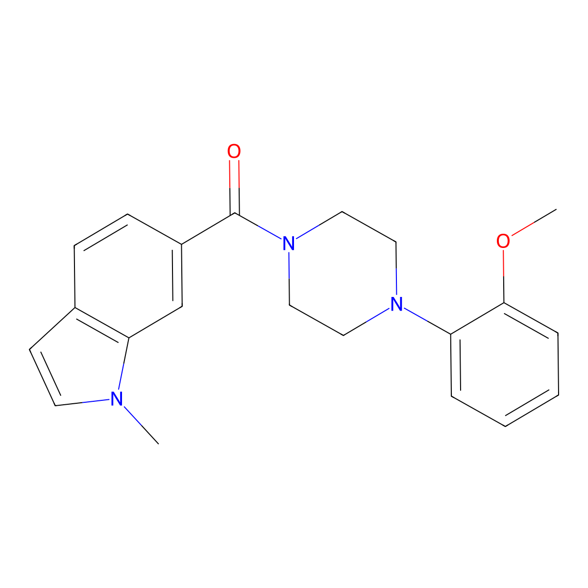(4-(2-methoxyphenyl)piperazin-1-yl)(1-methyl-1H-indol-6-yl)methanone molecular structure, CAS 1219543-67-5