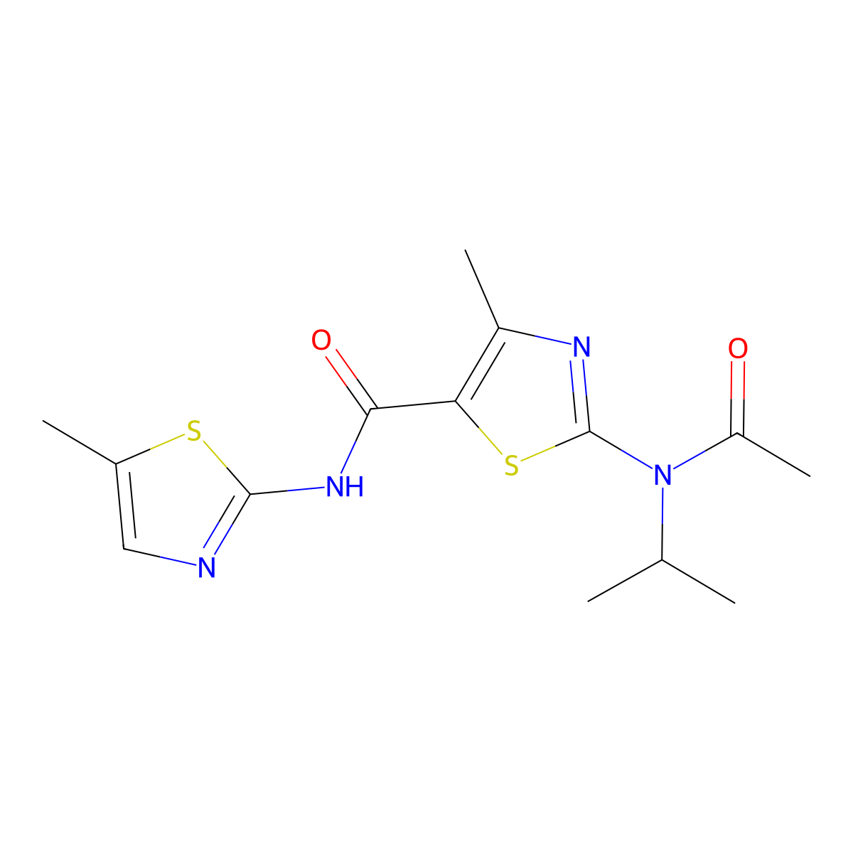 2-[acetyl(propan-2-yl)amino]-4-methyl-N-(5-methyl-1,3-thiazol-2-yl)-1,3-thiazole-5-carboxamide molecular structure, CAS 1219543-73-3