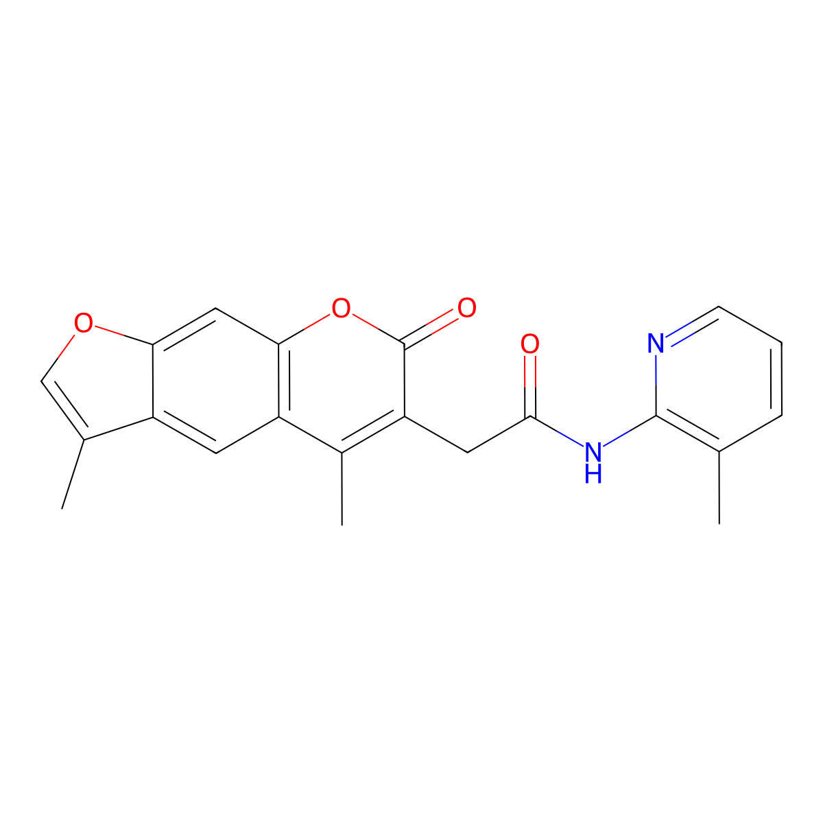 2-(3,5-dimethyl-7-oxo-7H-furo[3,2-g]chromen-6-yl)-N-(3-methylpyridin-2-yl)acetamide molecular structure, CAS 1219543-75-5
