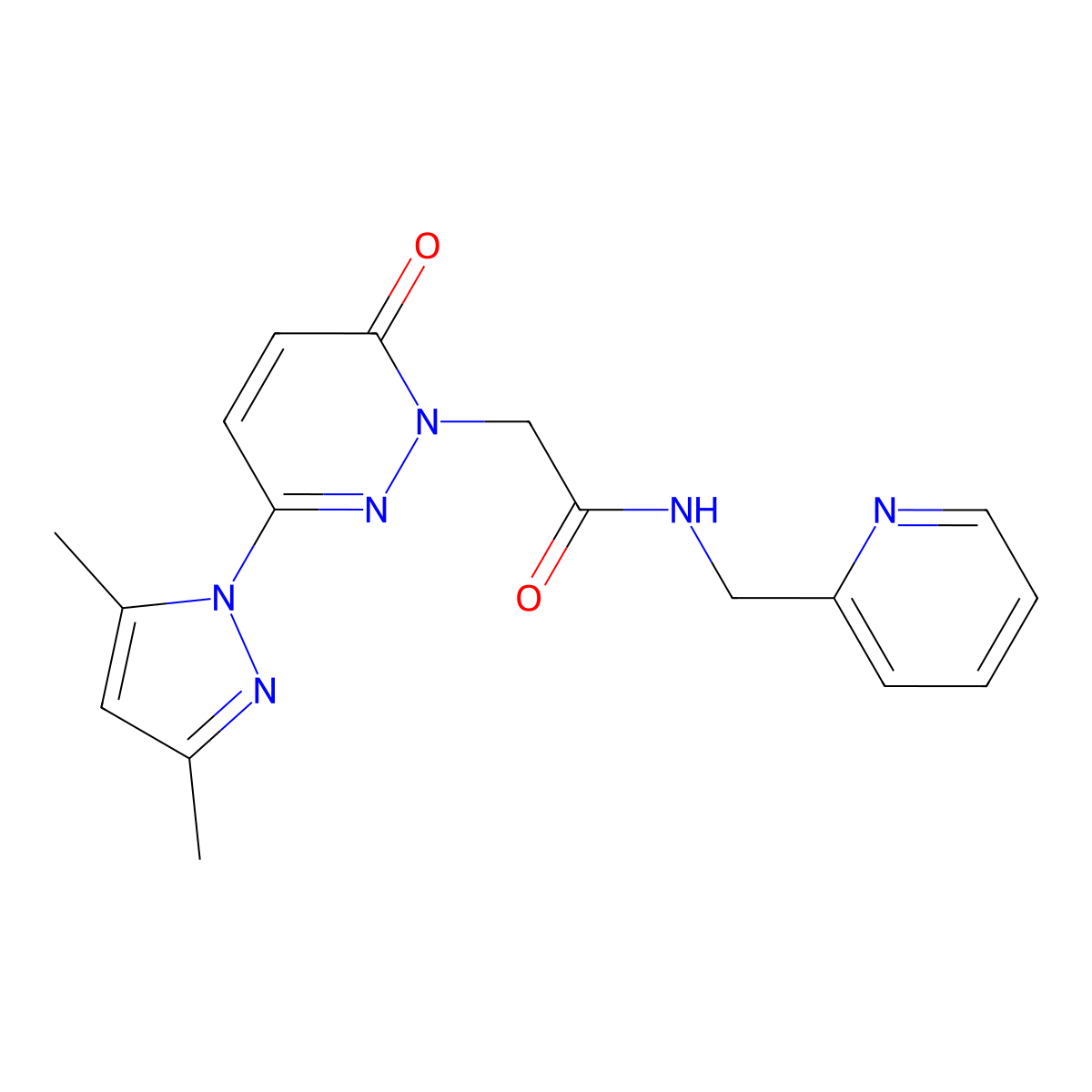 2-(3-(3,5-dimethyl-1H-pyrazol-1-yl)-6-oxopyridazin-1(6H)-yl)-N-(pyridin-2-ylmethyl)acetamide molecular structure, CAS 1219543-78-8