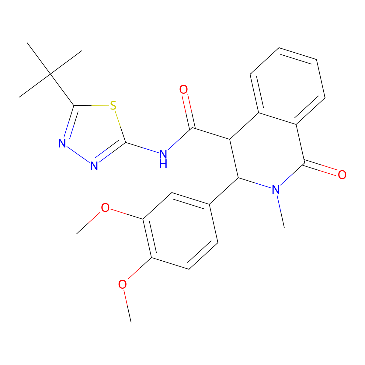 N-[(2Z)-5-tert-butyl-1,3,4-thiadiazol-2(3H)-ylidene]-3-(3,4-dimethoxyphenyl)-2-methyl-1-oxo-1,2,3,4-tetrahydroisoquinoline-4-carboxamide molecular structure, CAS 1219543-92-6