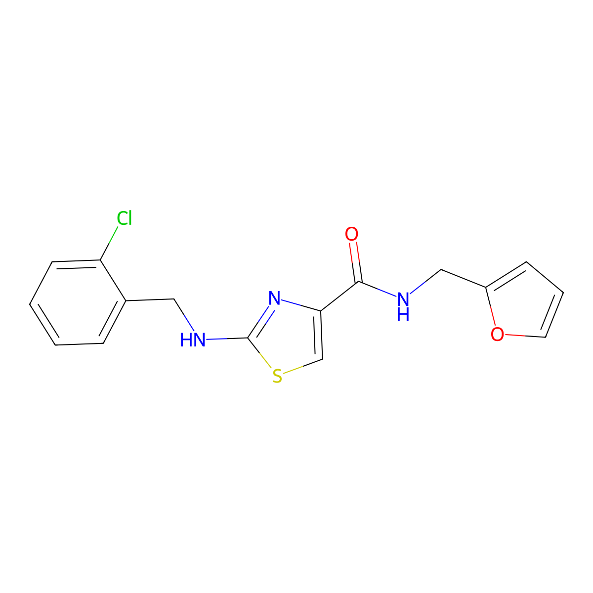 2-[(2-chlorobenzyl)amino]-N-(2-furylmethyl)-1,3-thiazole-4-carboxamide molecular structure, CAS 1219544-03-2