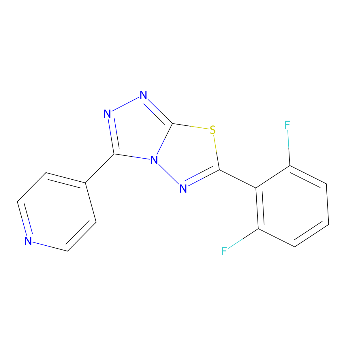 4-[6-(2,6-Difluorophenyl)-[1,2,4]triazolo[3,4-b][1,3,4]thiadiazol-3-yl]pyridine molecular structure, CAS 1219544-16-7