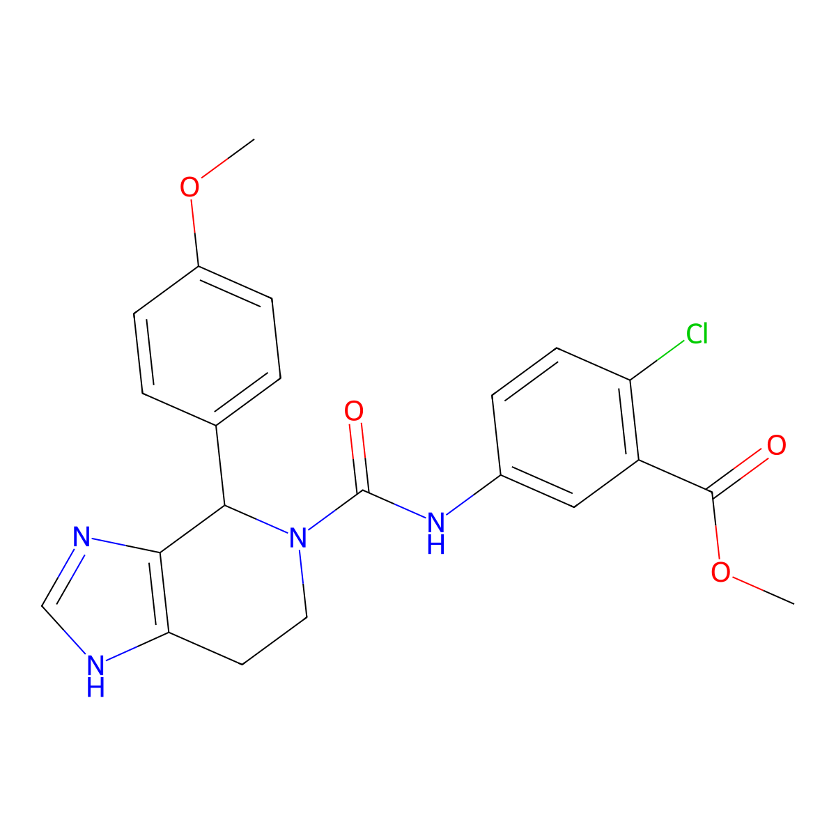 methyl 2-chloro-5-({[4-(4-methoxyphenyl)-1,4,6,7-tetrahydro-5H-imidazo[4,5-c]pyridin-5-yl]carbonyl}amino)benzoate molecular structure, CAS 1219544-17-8