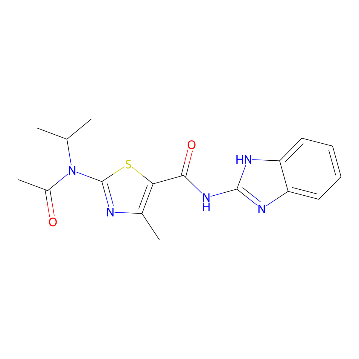 2-[acetyl(propan-2-yl)amino]-N-(1,3-dihydro-2H-benzimidazol-2-ylidene)-4-methyl-1,3-thiazole-5-carboxamide molecular structure, CAS 1219544-24-7