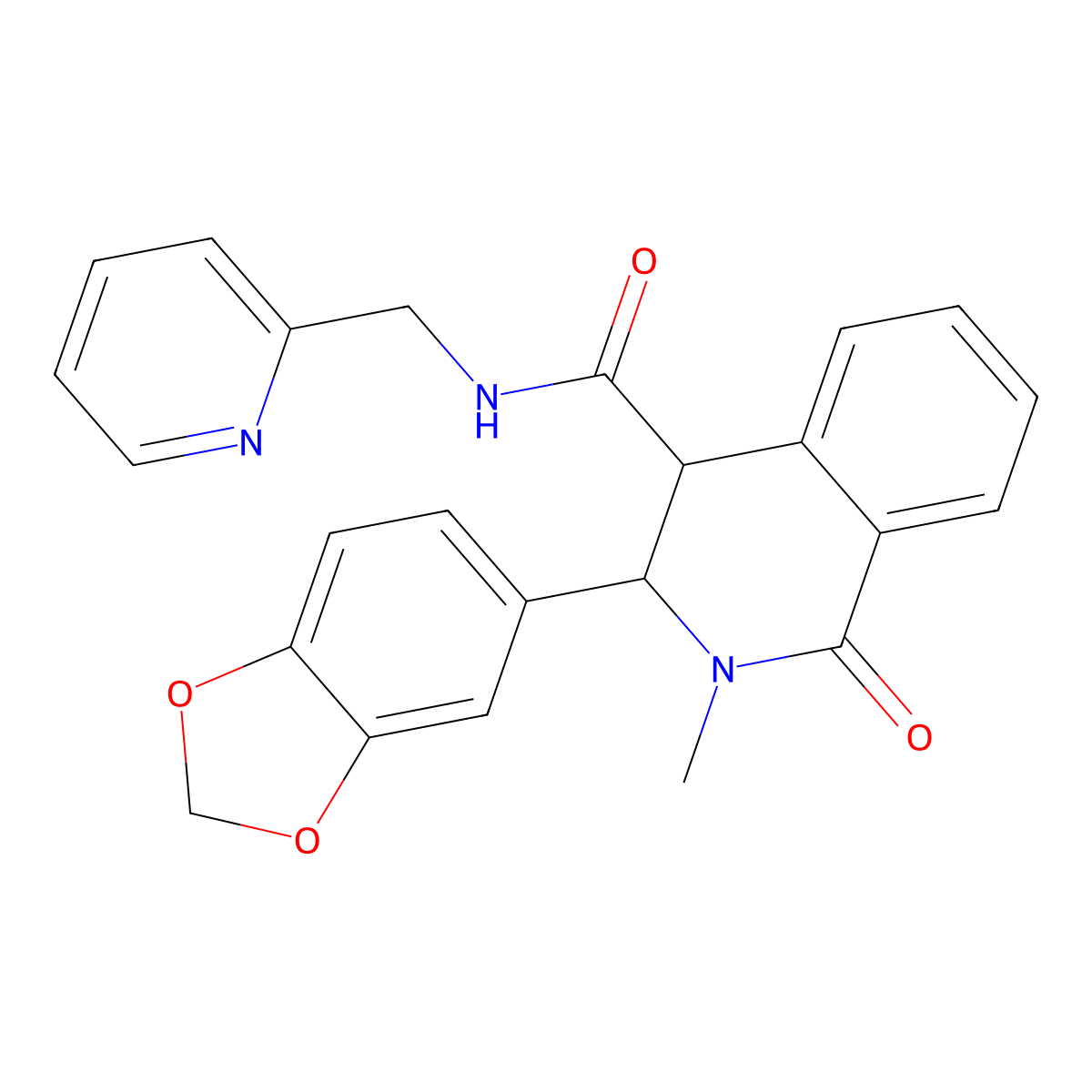 3-(1,3-benzodioxol-5-yl)-2-methyl-1-oxo-N-(pyridin-2-ylmethyl)-1,2,3,4-tetrahydroisoquinoline-4-carboxamide molecular structure, CAS 1219544-26-9