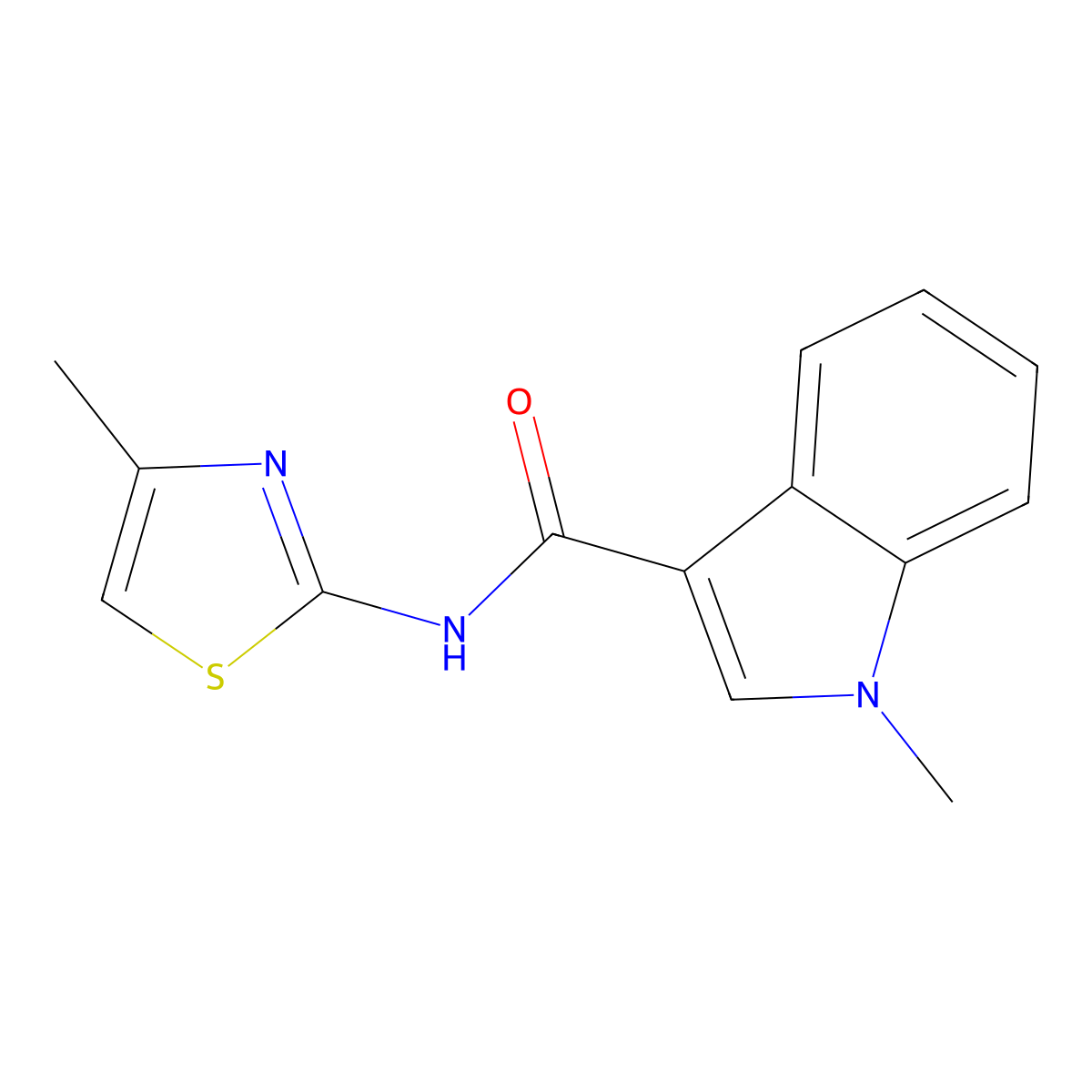 1-methyl-N-[(2Z)-4-methyl-1,3-thiazol-2(3H)-ylidene]-1H-indole-3-carboxamide molecular structure, CAS 1219544-28-1