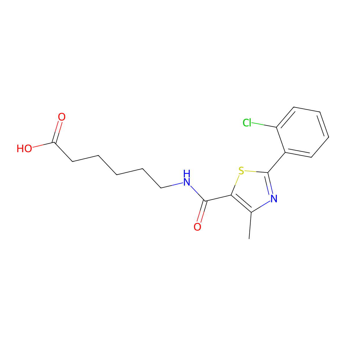6-({[2-(2-Chlorophenyl)-4-methyl-1,3-thiazol-5-yl]carbonyl}amino)hexanoic acid molecular structure, CAS 1219544-44-1